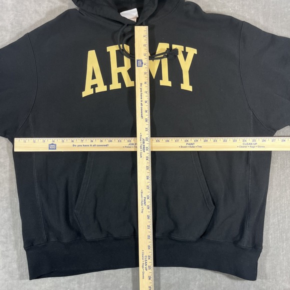Army Champion Reverse Weave Men's 2XL Black Gold Heavy Hoodie Sweatshirt - Picture 4 of 5